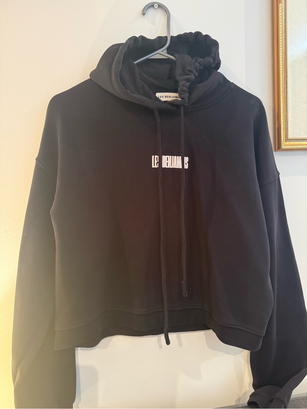 Black Cropped Hoodie Sweater